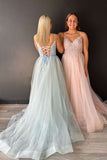 Aileen | Charming Sweetheart Lace-Up Appliques Tulle A-Line Prom Dress