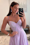 Adrianna | Strapless Lilac Corset A-Line Prom Dress with Rhinestones