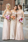 Gold Sequin Sweetheart Strapless Long Bridesmaid Dress