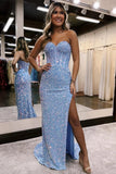 Royalty | Sweetheart Sheath Sequins Prom Dress with Slit