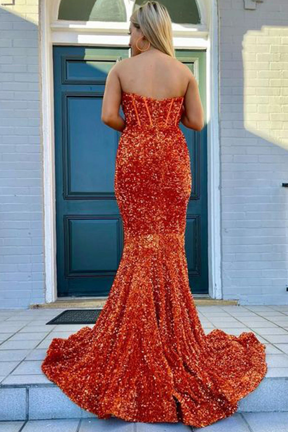 Royalty | Sweetheart Sheath Sequins Prom Dress with Slit