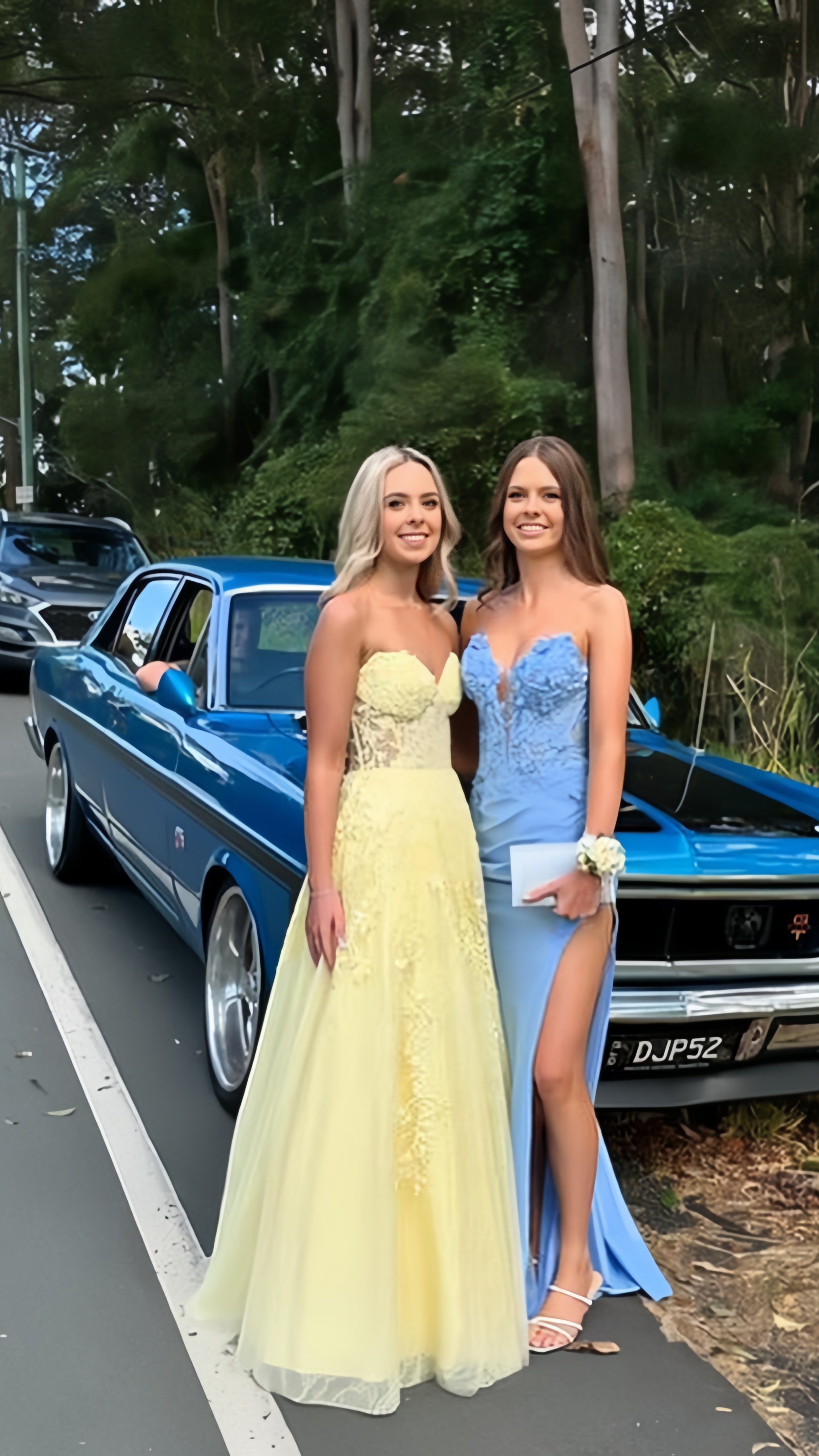 Light Yellow Appliqué Formal Prom Dress for Teens