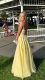 Light Yellow Appliqué Formal Prom Dress for Teens