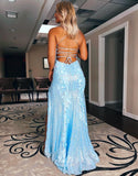 Haisley |Sheath Spaghetti Straps Sequin Prom Dress With 3D Appliques