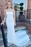 Strapless White Satin Mermaid Wedding Dress