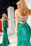 Emerald Scoop Neck Lace-Up Mermaid Long Prom Gown