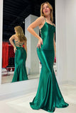 Emerald Scoop Neck Lace-Up Mermaid Long Prom Gown