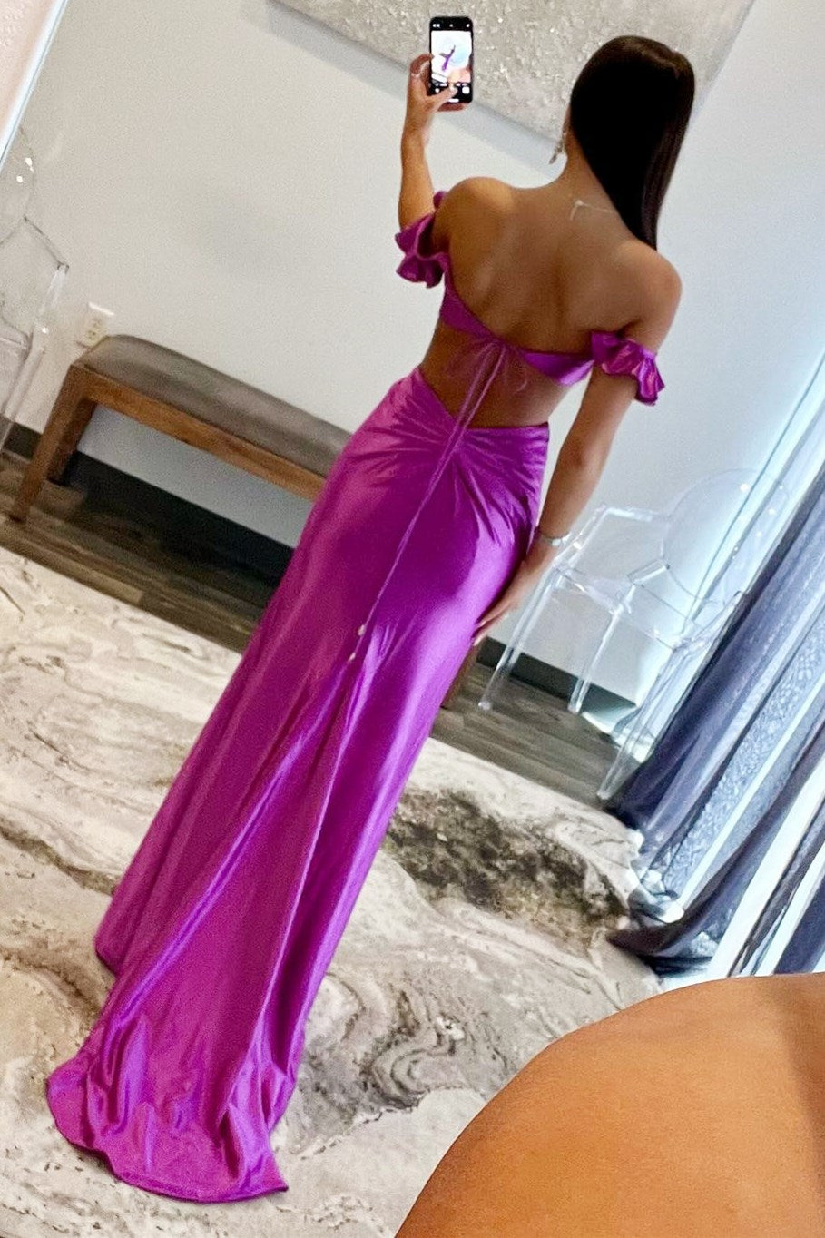 Graceful Mermaid Sweetheart Violet Satin Long Prom Dress