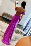 Graceful Mermaid Sweetheart Violet Satin Long Prom Dress