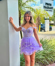 Off-the-Shoulder Lilac Tiered Mini Homecoming Dress