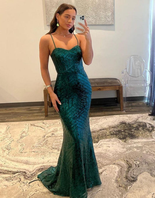 Dorothy | Sequin Mermaid Spaghetti Straps Prom Dress