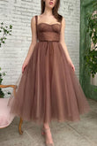 Lyra | Simple A-Line Tulle Tea-Length Prom and Homecoming Dress