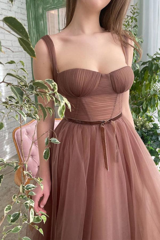 Lyra | Simple A-Line Tulle Tea-Length Prom and Homecoming Dress