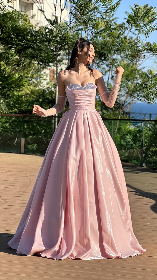 Romantic Sweetheart Pink Prom Dress, Elegant Senior Party Evening Gown