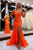 Lakelynn | Sequined Lace Mermaid Prom Dress with Spaghetti Straps