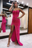 Royalty | Sweetheart Sheath Sequins Prom Dress with Slit