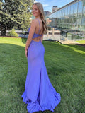 Avayah | Elegant Mermaid Blue V-Neck Long Prom Dress