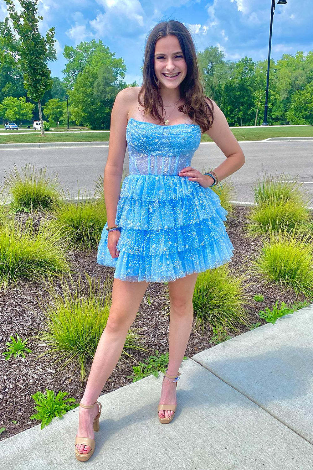 Willow | Strapless A-Line Tiered Homecoming Dress