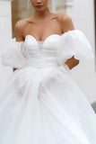 A-Line Sweetheart White Casual Wedding Dress for Simple Bridal Elegance