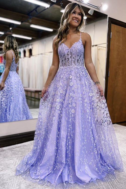 Ethereal A-Line Sweetheart Lavender  Tulle  Lace Prom Dress