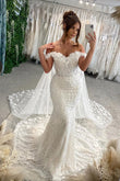 Graceful Mermaid Off-the-Shoulder Lace Bridal Gown