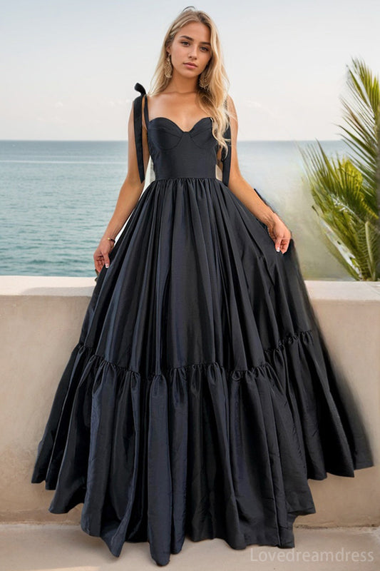 Elegant A-Line Illusion Satin Prom Dress with Tiered Skirt