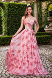 Viviana | Romantic Blush Powder A-Line Chiffon Illusion Prom Dress with Appliques JB24123004