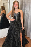 Cute Ball Gown Sweetheart Tiered Tulle Prom Dresses AB24103102