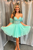 Lavinia | Off-the-Shoulder Lace A-Line Homecoming Dress with Appliques