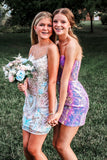 Elysia | Cute Bodycon Sweetheart Purple Sequins Short Homecoming Dress