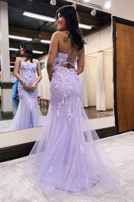 Armani |Lilac Mermaid Scoop Neck Prom Dress with Appliques