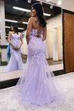 Armani |Lilac Mermaid Scoop Neck Prom Dress with Appliques