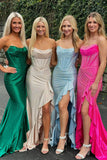 Gorgeous Mermaid Scoop Neck Hot Stone Beading Long Prom Dress with Dramatic Ruffles