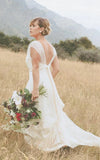 Belle | Crinkle Low Back Wedding Dress in Dark Ivory