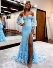 Alexandria | Sweetheart Lace Mermaid Prom Dress with Detachable Sleeves