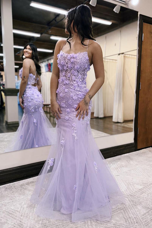 Armani |Lilac Mermaid Scoop Neck Prom Dress with Appliques