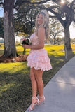 Ariella | Cute A-Line Sweetheart Blush Pink Short Homecoming Dress with Appliques