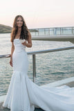 Elegant Strapless Mermaid Satin Wedding Gown