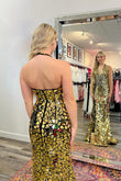 Darya | Sparkly Halter Mermaid Sequins Prom Dress with Split