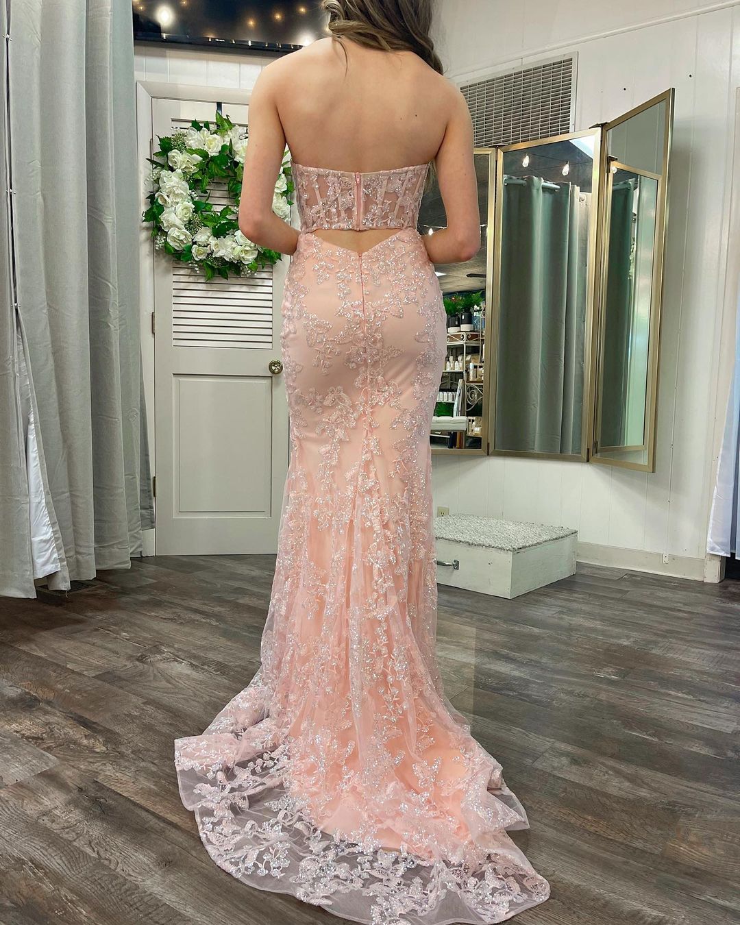 Michaela | Sweetheart Neck Mermaid Sequined Lace Long Prom Dress