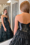 Cute Ball Gown Sweetheart Tiered Tulle Prom Dresses AB24103102