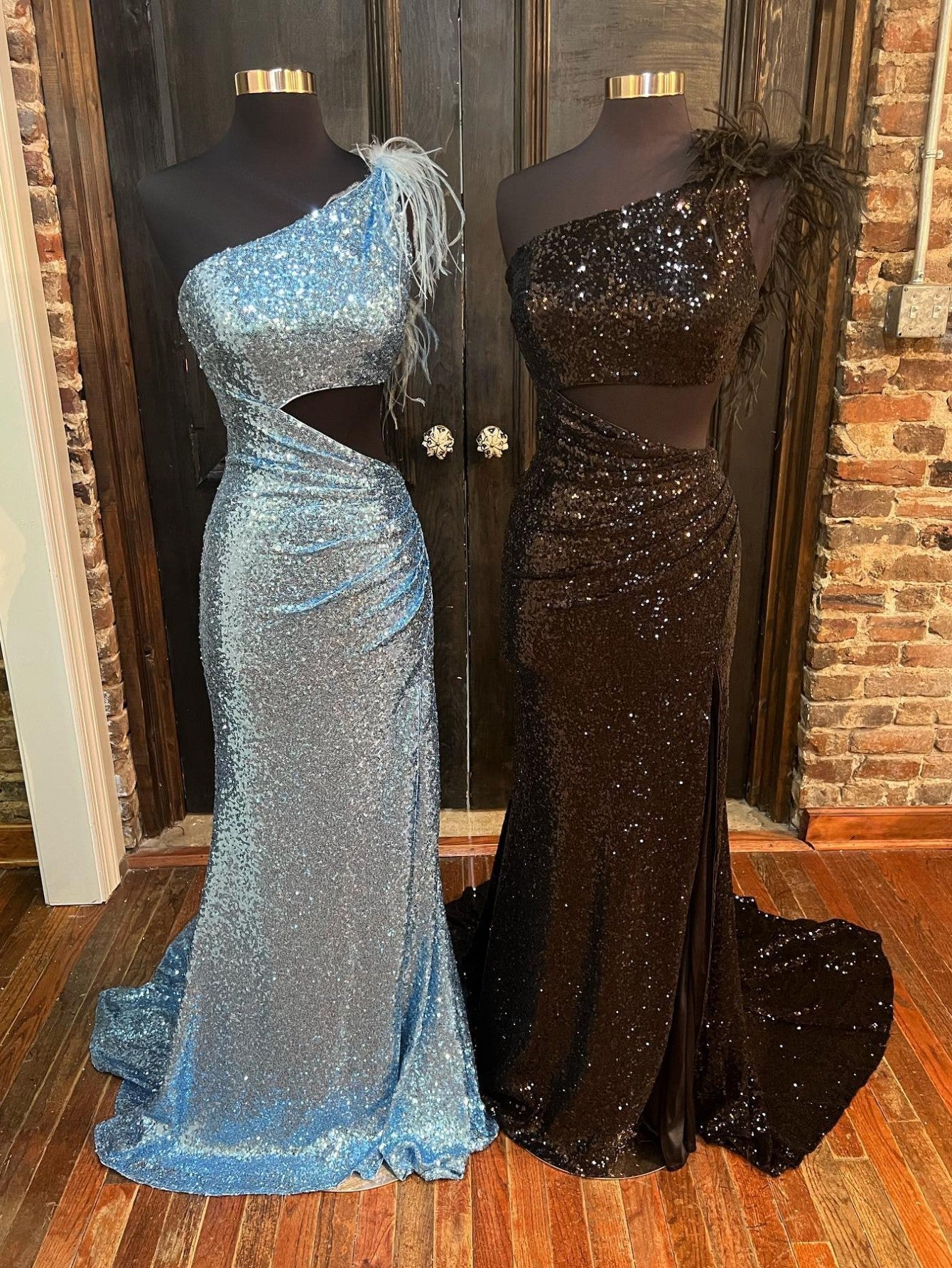 One Shoulder Sparkly Black Mermaid Prom Dress