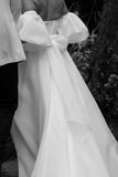 Fairy Ball Gown Off the Shoulder White Organza Tulle Bridal Dresses with Ruffled Sleeves