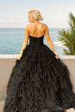 Elegant A-Line style Sweetheart Tulle Prom Dress with Chic Side Slit