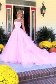 Aurora | Gorgeous Ball Gown Off-the-Shoulder Pink Tulle Prom Dress