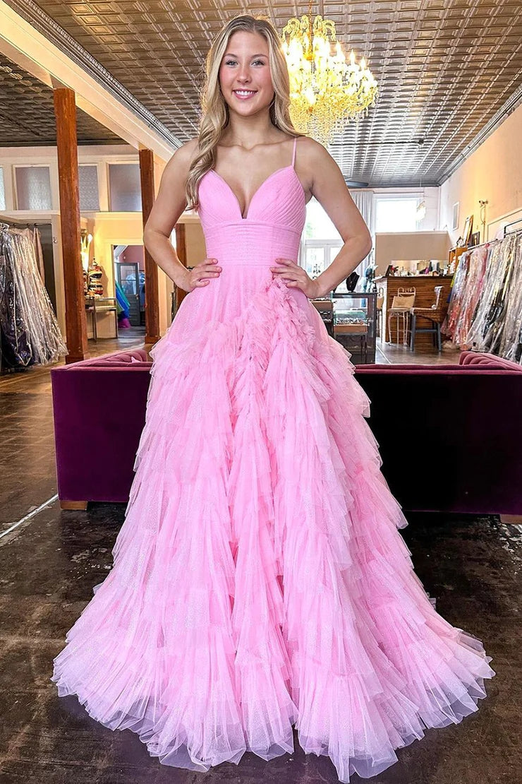 Elegant Tulle A-Line Sweetheart Prom Dress with Tiered