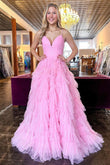 Elegant Tulle A-Line Sweetheart Prom Dress with Tiered Skirt