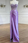 Eirene | Purple Sweetheart Mermaid Satin Long Prom Dress with Beading