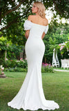 Elegant Mermaid Sweetheart Off-the-Shoulder Wrap-Around Satin Wedding Dress