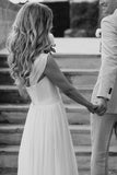Stunning A-Line Sweetheart White Chiffon Beach Wedding Dresses